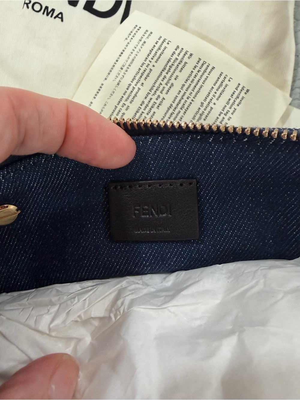 Fendi By The Way Denim Mini Shoulder Bag with Gold Hardware - Picture 10 of 14